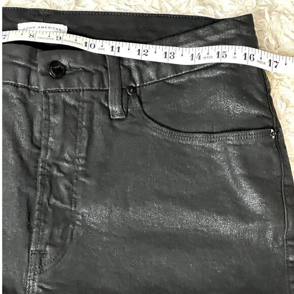 Good American 'Good Classic" Coated Skinnyish Fit Hi-Rise Black Women Size 14/32 - Picture 4 of 13